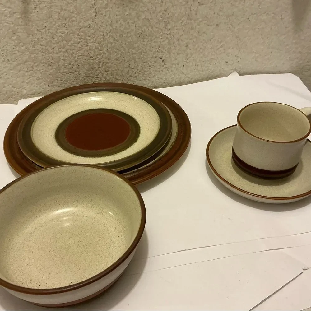 DENBY-LANGLEY 5 Piece Place Setting Potter's Wheel Rust Red more available